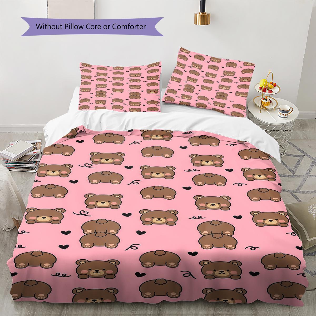 

Pink Cartoon Art Pattern Bedding,Quilt Set Quilt Cover Pillowcase Home Birthday Gift (1 * duvet cover + 2 * pillowcase, without core) 135x200cm