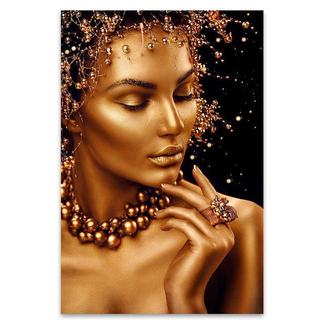 

AHPAINTING холст картина настенная живопись африканское искусство черный и золотой женский плакат печатает изображение для гостиной домашний декор 21cm×30cm NoFrame