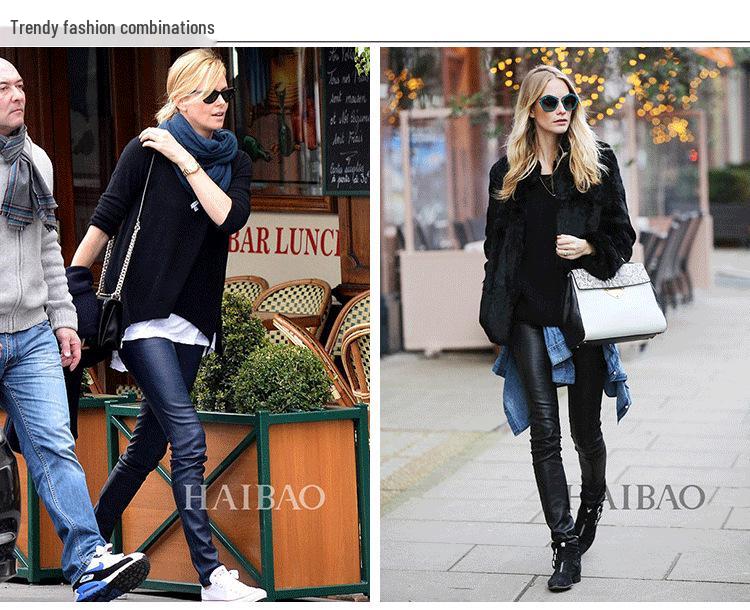 Women's High-Waist Slimming Lambskin Leather Pants: Sexy, Hip-Hugging, Casual, Long, and High Elasticity