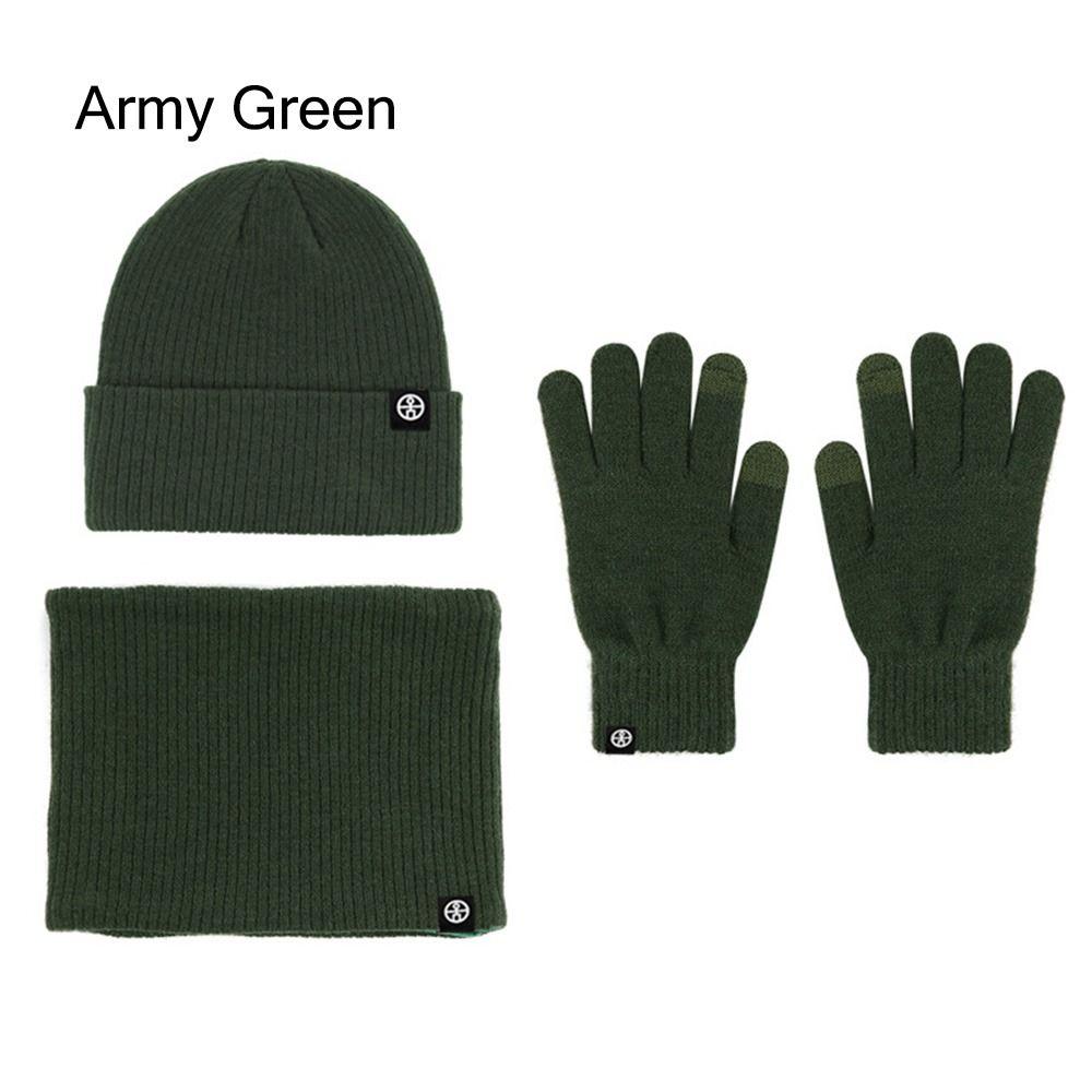 Warm Fleece Knit Winter Hat Soft Touch Screen Gloves Trendy Neck Scarf for Cold Weather
