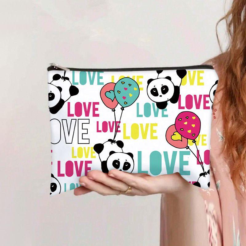Love Flat Bag Women's Clutch Bag Student Stationery Pencil Case Coin Purse Large Capacity Canvas Bag