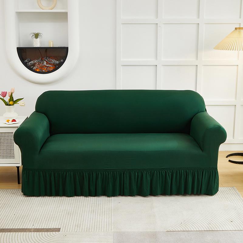 

1 шт. Эластичный чехол на диван с юбкой, однотонный, пыленепроницаемый, нескользящий, регулируемый чехол на диван для спальни, гостиной, домашнего декора 1pc Single set