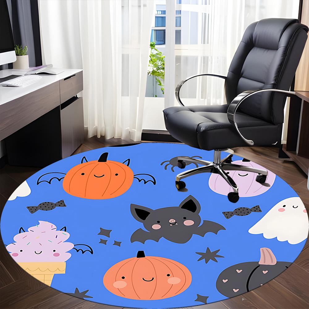 1pc Halloween Pumpkins Office Round Area Rug, Under Office Chairs Bedroom Living Room Home Decor, Room Deco