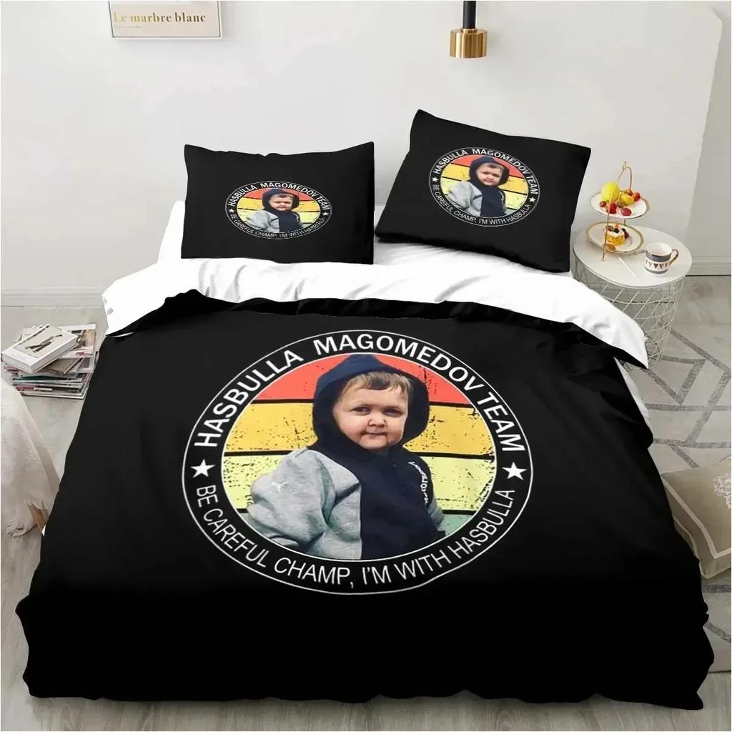 Hasbulla Magomedov Meme di Combattimento Set da Letto Tre Pezzi Set da Letto Singolo Matrimoniale King Size Copripiumino Set Camera da Letto Copripiumino