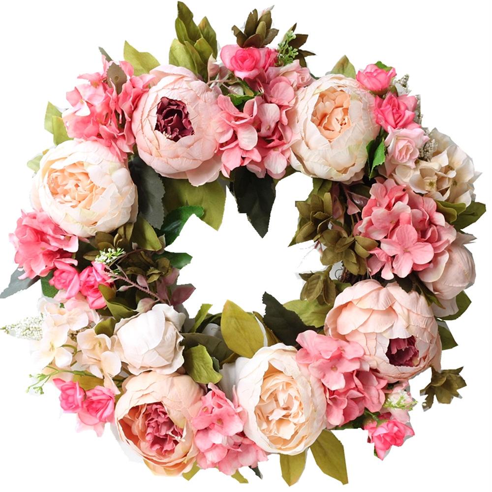 Artificial Peony Wreath Garland Rattan Home Decor Wedding Wreath Flower Home Door Decoration Wedding Centerpieces for Tables