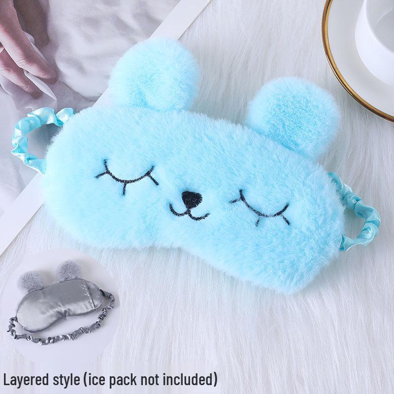Cute Cartoon Rabbit Ears Plush Silk Eye Mask with Hot and Cold Pack - Comfortable Sleep Mask Available