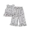 Girls Chinese Summer Outfit Ink Painting Print Two Piece Set Baby Fashionable National Trend Clothing