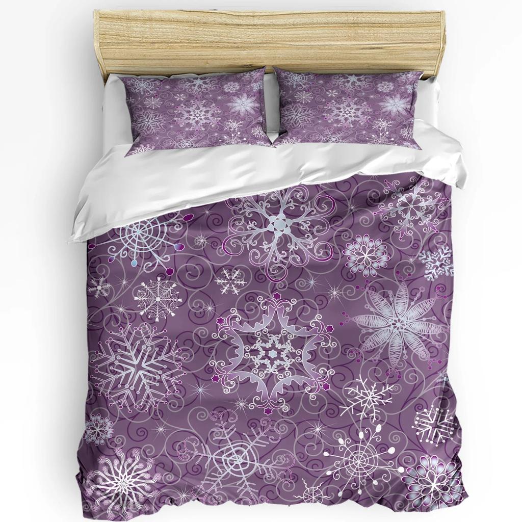 Winter Bedding Set For Bedroom Bed Home Cute Penguins Hand Drawn Style Set Merry Christma Duvet Cover Quilt Cover And Pillowcase