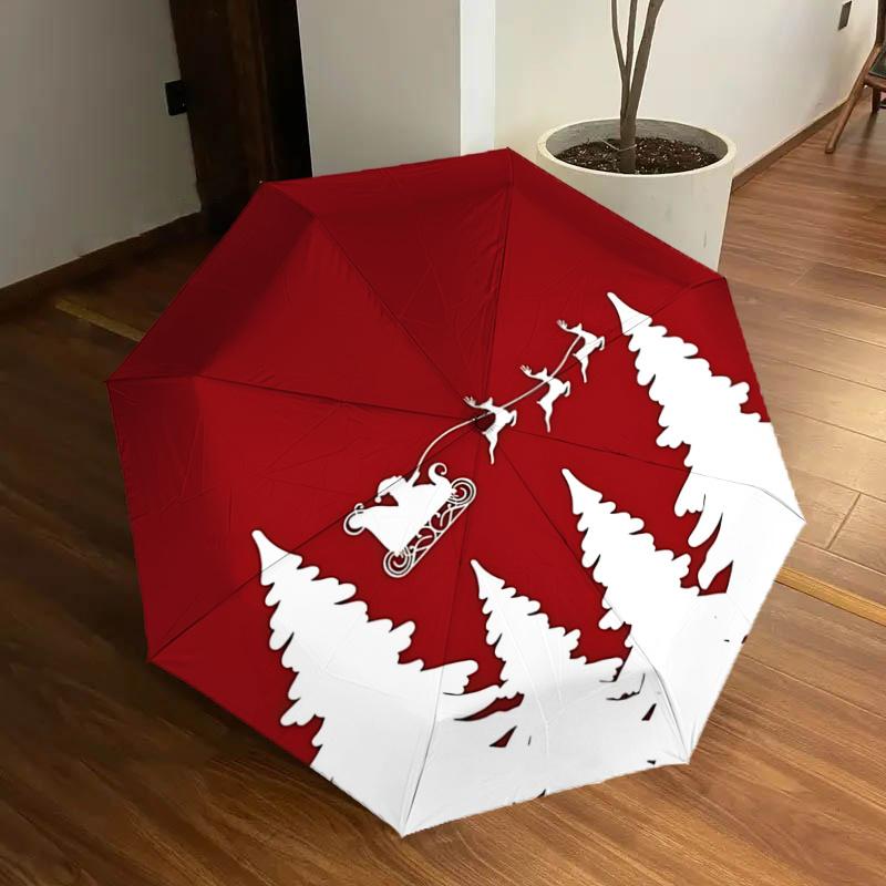 

Santa s Sleigh Adventure: Automatic Opening/Closing Umbrella with Foldable Design, Iron Frame, Outdoor Use, Festive Gift for Fans, Travelers