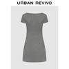 UR 2026 Spring Casual Color-Block Lace Trim Round Neck Dress