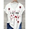 Women's T Shirt Bloodstain Graphic Letter Vintage Stylish Classic Short Sleeve V Neck Regular Tops