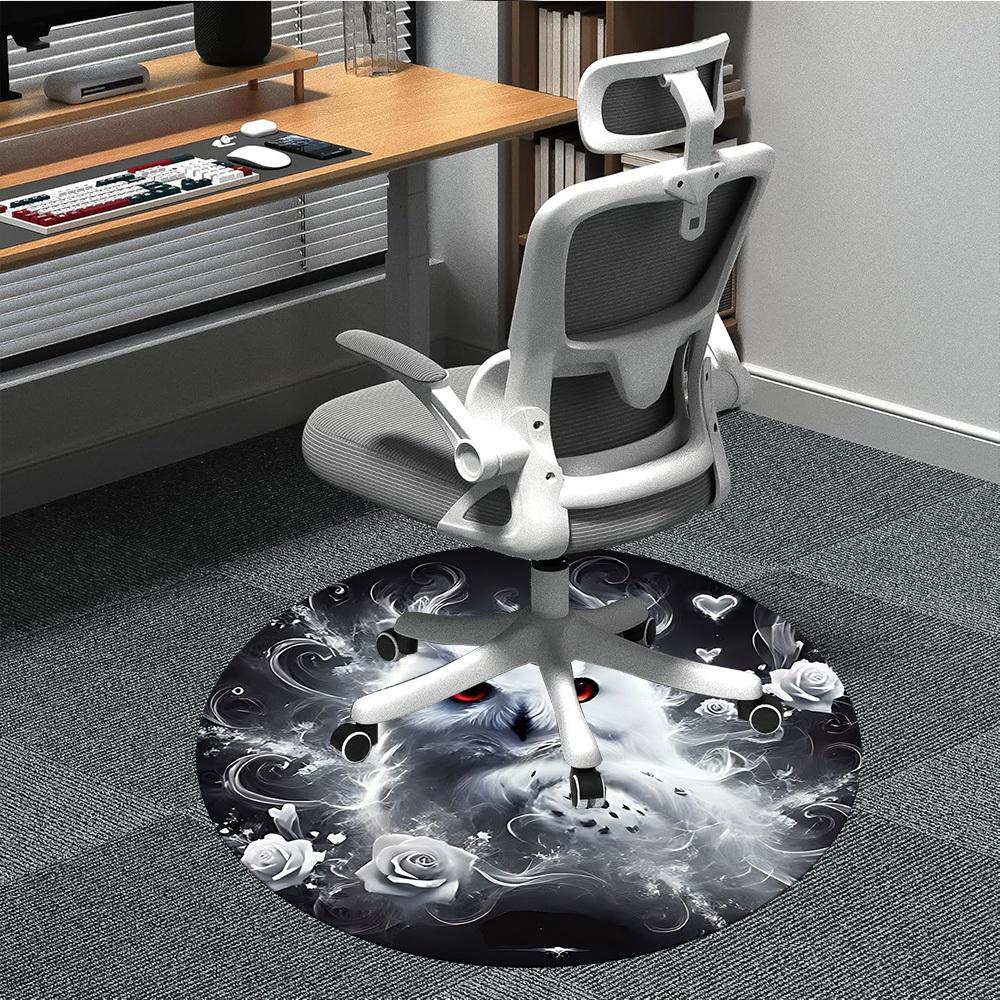 1pc Snowy Owl Print Chair Carpet for Office, Soft Comfortable Mat For Office, Living Room, Bedroom, Machine Washable Carpet yy251112055 80cm by 80cm