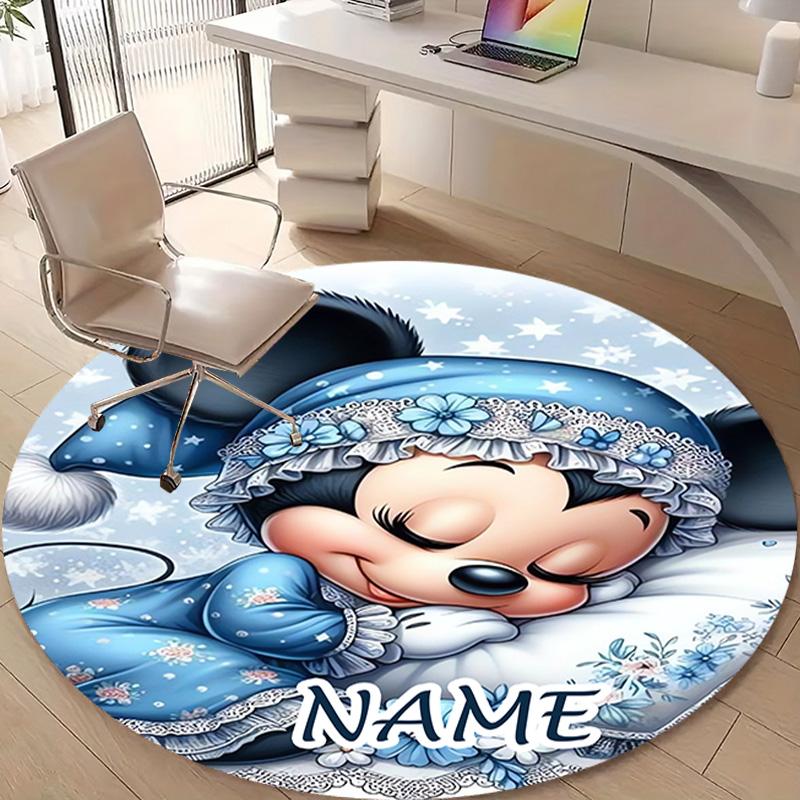 Personalized M-Minnie Round Chair Office Rug - Perfect for Mat, Office Chair & More - Ideal Gift for Birthdays and Holidays