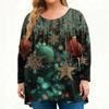 Women's Fashionable Casual Long Sleeved Plus Size  Print Top Plus Size Floral Print Top