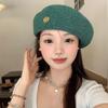Y2k Hollow Knitted Beret Korean Beanie Cap Fashion Painter Berets  Girls