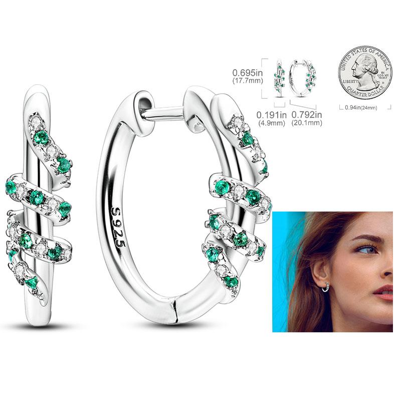 925 Silver Hoop Earrings  For Woman Pendientes Zircon Heart Shape Star Eardrop Original Earring Fashion Jewelry