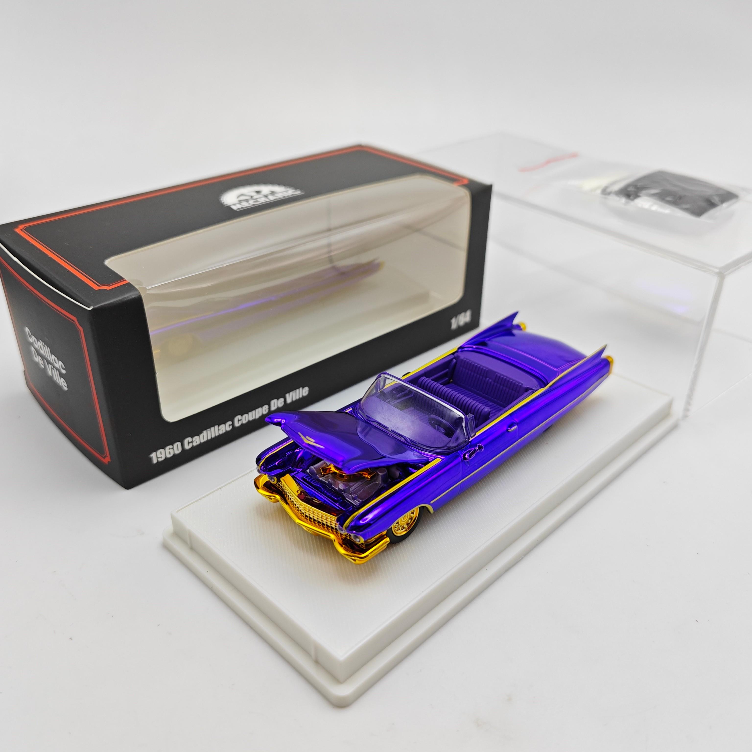 

Mechanic 1:64 Cadillac Deville 1960 Gold Wheel Diecast Collection Car Model синій