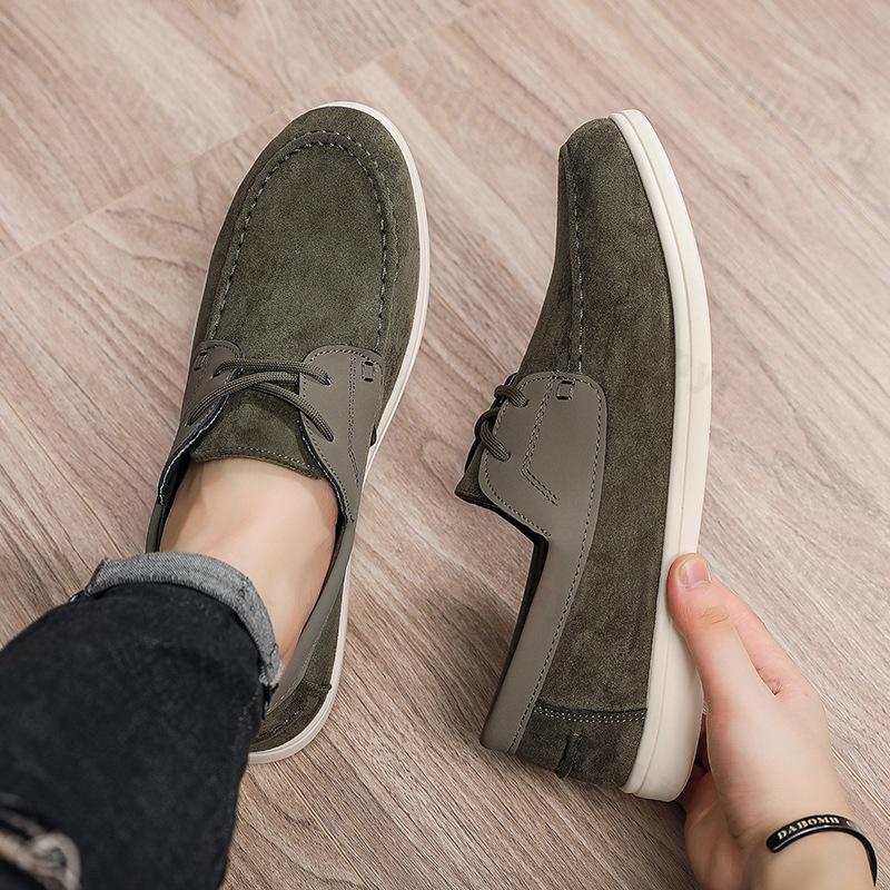 Fashion Men Flat Loafers 2025 Frosted Suede Flat Shoes Comfortable Non Slip Fashion Loafers Vintage Trendy Outdoor Business Casual Shoes