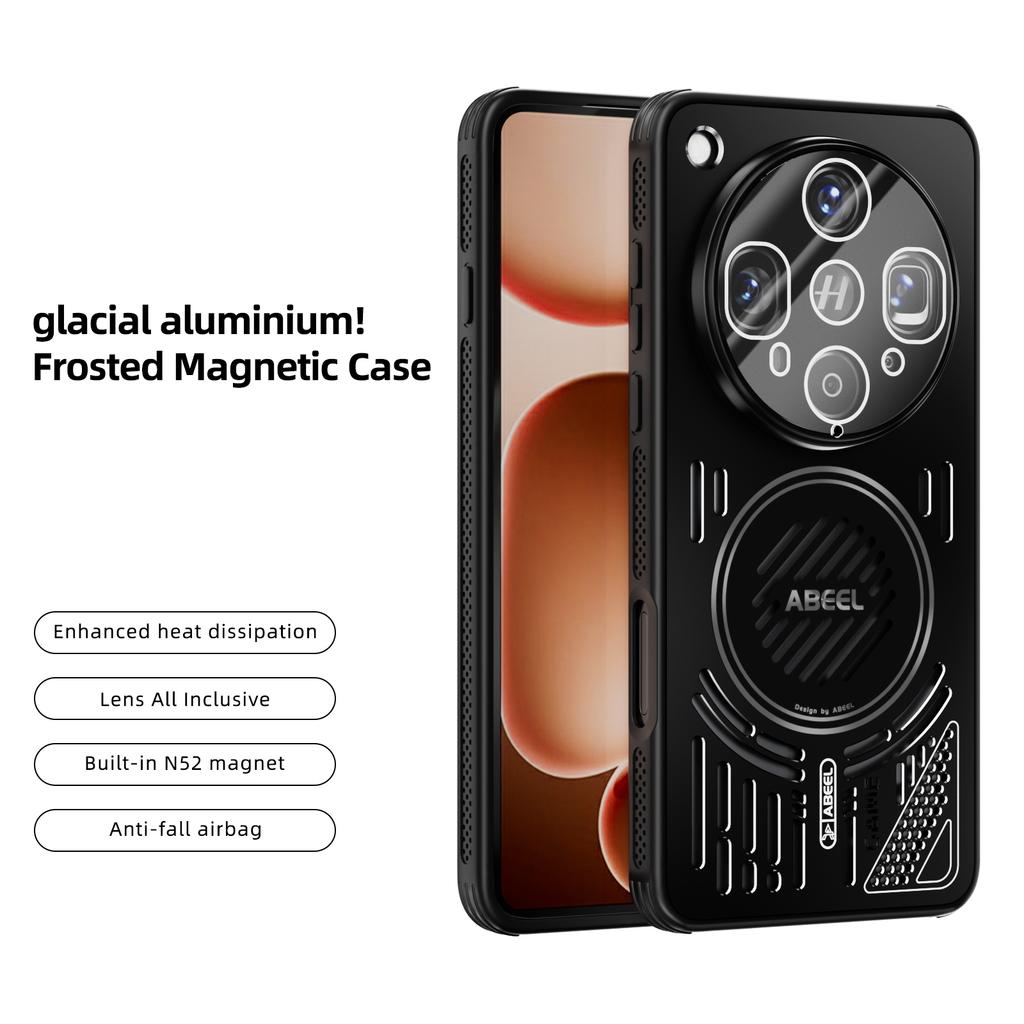 ABEEL For Oppo Find X8 Ultra 5G Magnetic Case Aluminium Alloy+PC+TPU Hollow Heat Dissipation Phone Cover