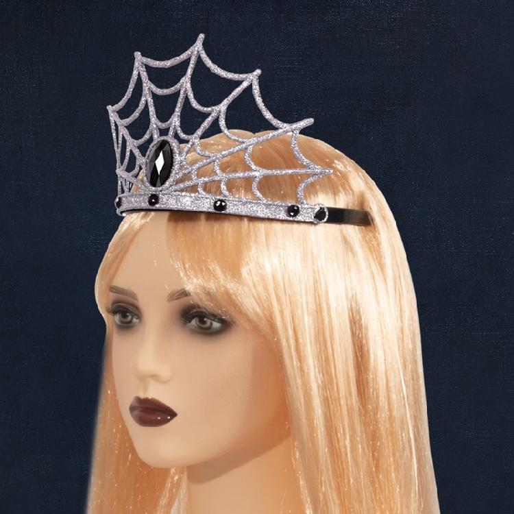 Glitzerpulver Spinnennetze Krone Haarband Partyzubehör Stirnband für Halloween Party Maskenball Verkleidung Haarschmuck