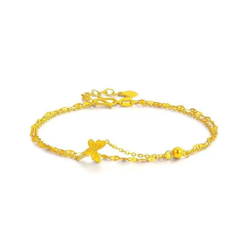 Transfer Bead Double-layer Butterfly Bracelet Women's Light Luxury Niche High-end Fashion Versatile Store with The Same Versatile Hand Jewelry