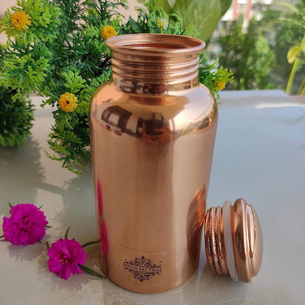 Bottle – 300 ML, Pure Copper Bottle for Health Benefits, Drinkware, Stylish Design for Daily Use, Yoga, Travel, Office, and Gifting, Set of 1