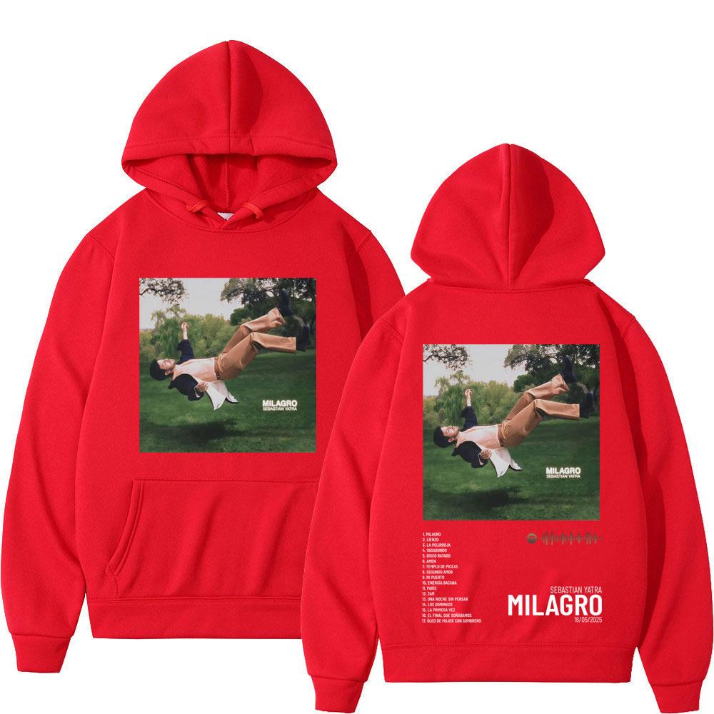 Худи Singer SEBASTIAN YATRA Milagro 2025 Graphics для мужчин и женщин, высококачественный пуловер с длинными рукавами, повседневная модная толстовка. S