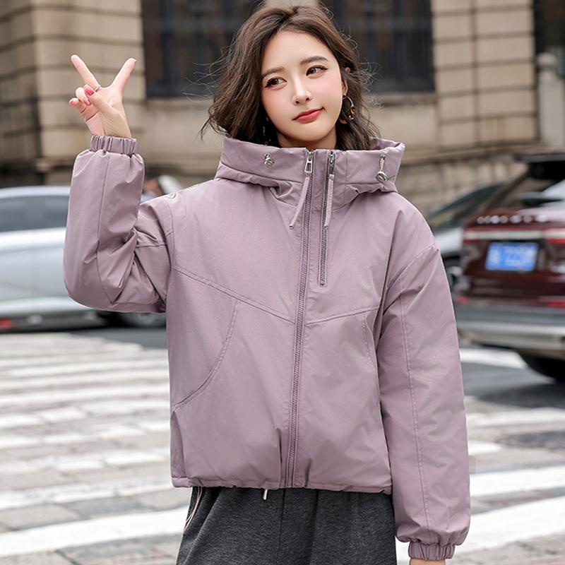 Dámské módní zimní bundy s kapucí, ležérní parka, dámské s dlouhým rukávem, hřejivé krátké kabáty