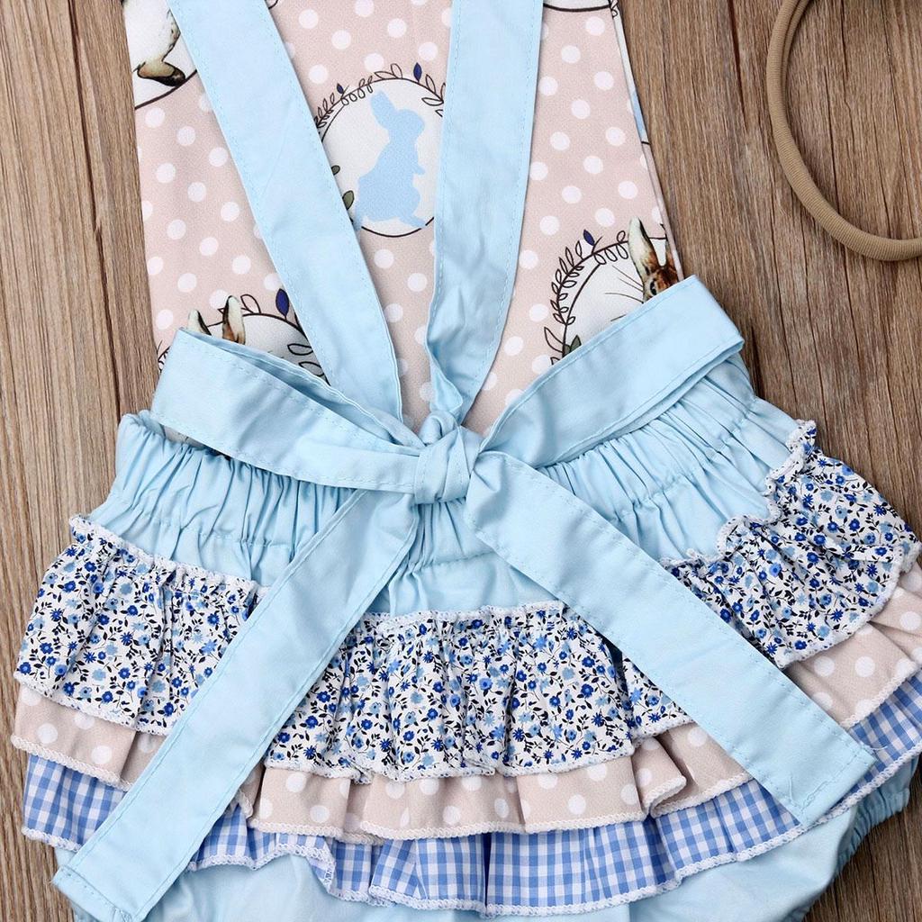 Cute Newborn Baby Girl Bunny Romper Bodysuit Jumpsuit+Headband Clothes Outfit