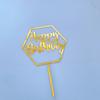 Acrylic Gold Mirror Happy Birthday Cake Toppers Reusable Cake Decorations for Birthday Party Supplies