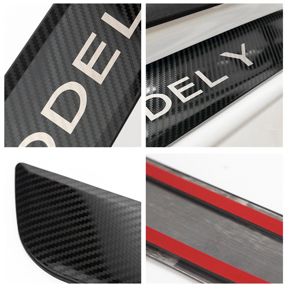 Door Sill Decoration Wrap Cover for Tesla Model Y 2023 Accessories Pedal Protection Strip Carbon Pattern Car