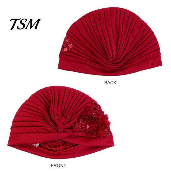 Winter Hat Women Good Stretch Wind-proof Tear-resistant Anti-shrink Brimless Warm Sequin Trim Flower All Match Turban Fashion Accessory Lady Beanie