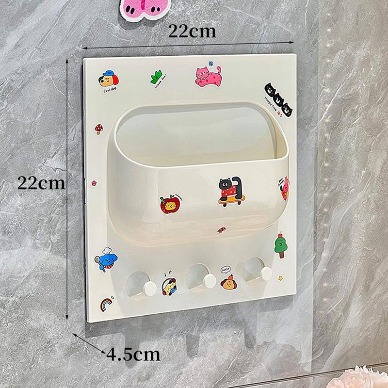 Cartoon Cat Multifunctional Storage Rack For Bathroom Cosmetics Plastic Wall Without Mark Punching Storage Rack Diy Decoration