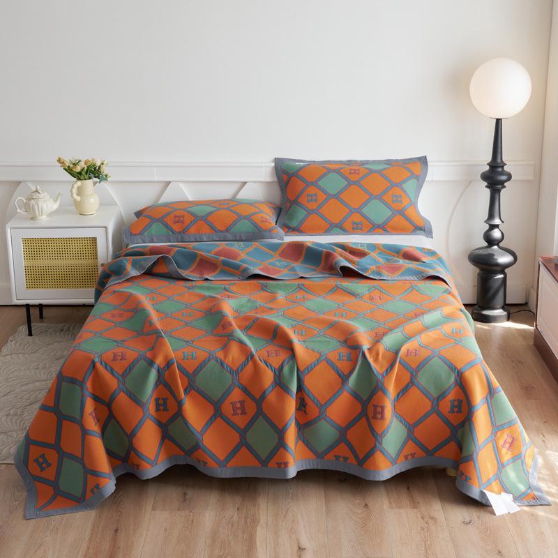 

Двошарова ковдра з чистої бавовняної марлі – Бавовняний плед з довговолокнистої бавовни для сну та покривало для ліжка 230*250 Three-Piece Set