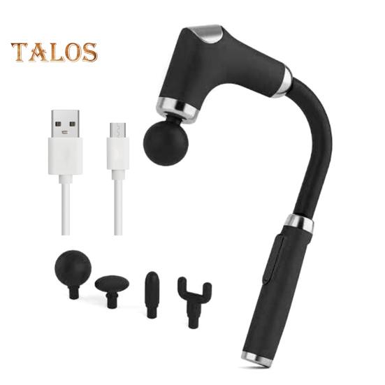 

Ручной массажер для глубоких тканей с ЖК-экраном, 6 режимами, регулируемый, малошумный, перезаряжаемый электрический массажер с 4 массажными головками чёрный