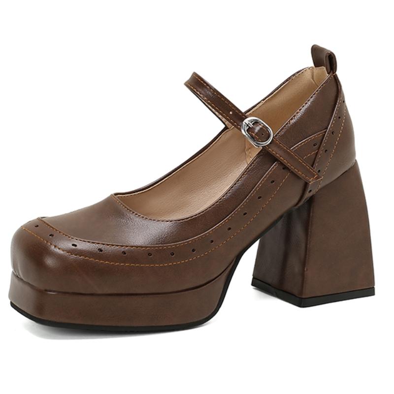 Fashion Elegant Women's High Heels Mary Janes Shoes Pumps Platform Large Size 45 Black Gray Red Heeled Dance Party Wedding Shoes Female