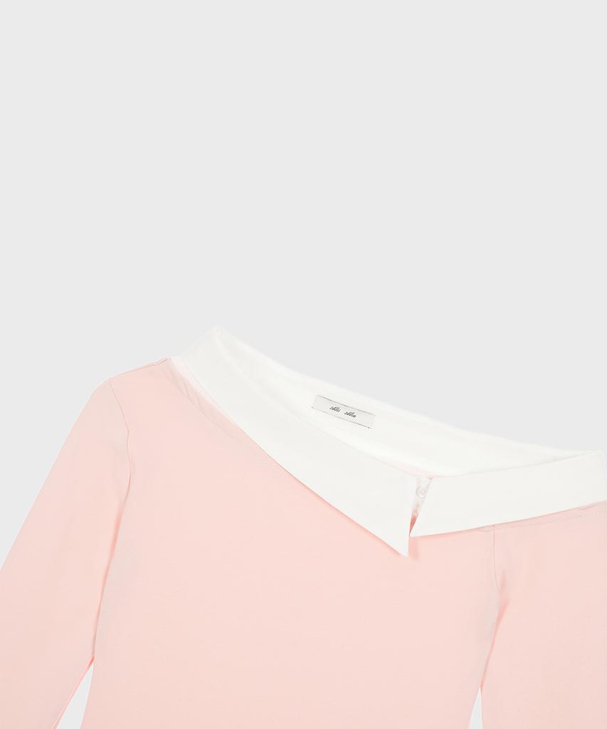 Alkialka One-Shoulder Layered Top (Light Pink)