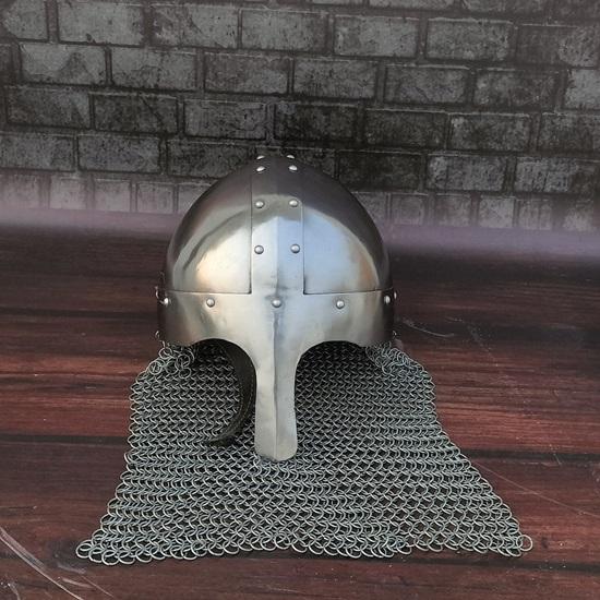 Steel Chainmail Norman Nasal Helmet – Medieval Warrior Knight LARP Armor,