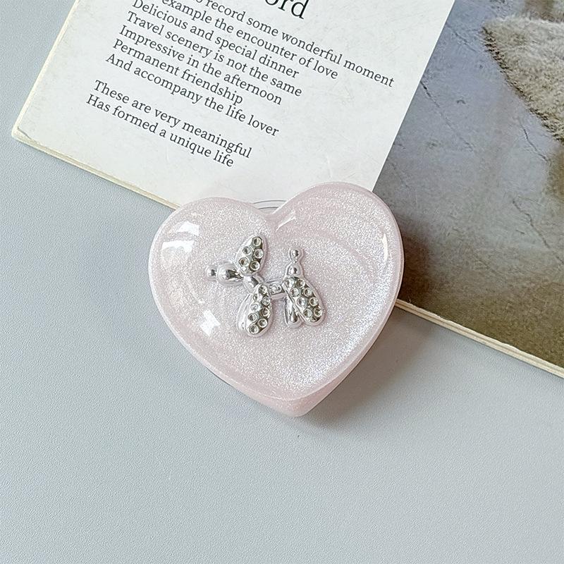 Solid Color Heart Phone Grip: Magsafe Magnetic Holder & Finger Ring for Korean Girls.
