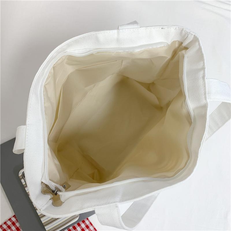 Canvas bag large capacity women's fashion shoulder bag retro versatile solid color simple handbag commuter bag tote bag