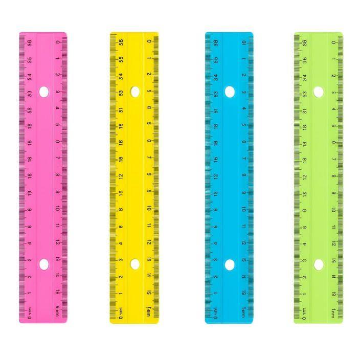 Pack de 4 Règles Plates en Plastique 30 cm Multicolores Idéal pour École et Bureau