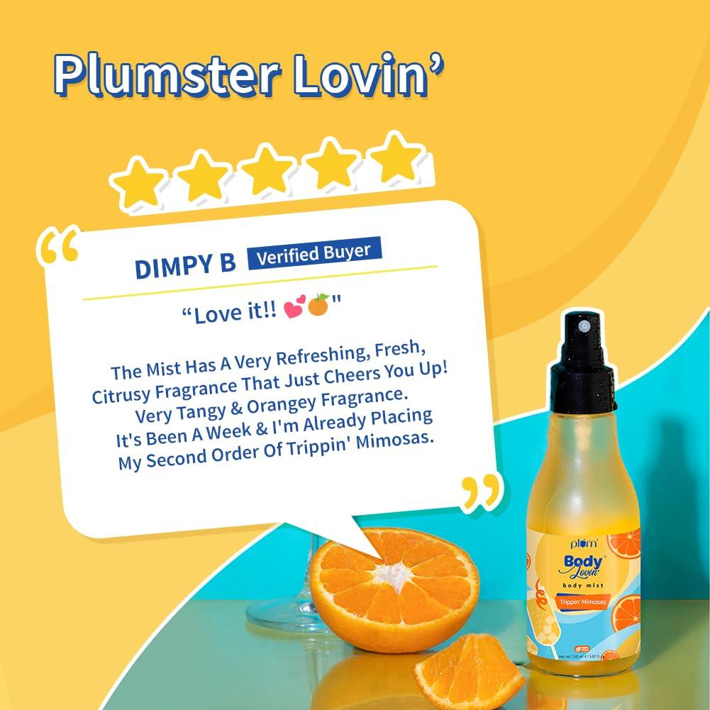 Plum BodyLovin' Trippin' Mimosas Body Mist 150 ml | Long-Lasting Citrus Fragrance For Men & Women Travel-Friendly Perfume