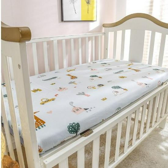 Pure Cotton Cartoon Crib Mattress Cover & Bedspread for Babies
