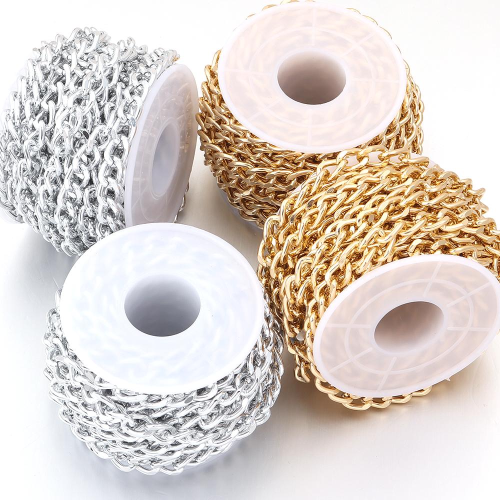 5Yards/Roll Aluminum Chains Metal O-shaped Twist Link Chains For Jewelry Making DIY Necklace Bracelet Clothing Bag Accessories