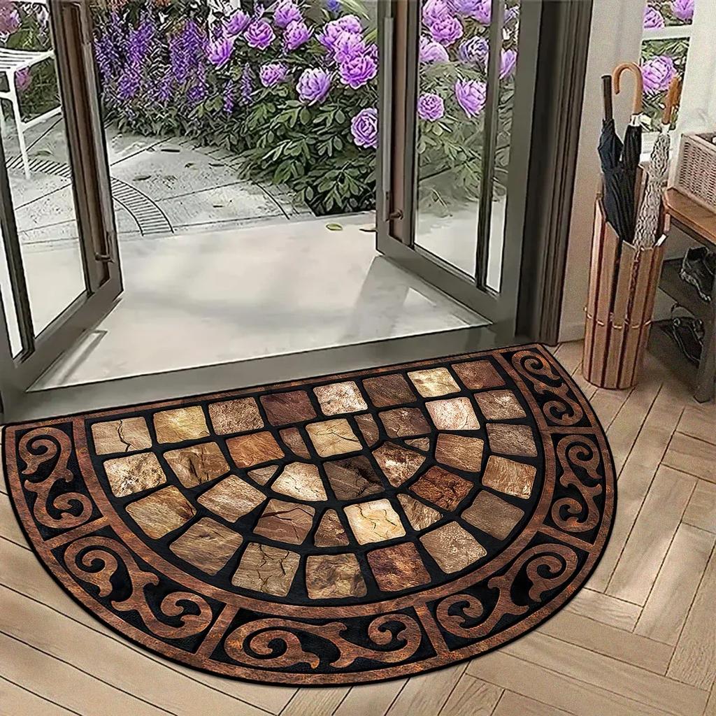 Entrance Carpet Home Door Entry Mat Outdoor Garden Decorative Carpets Luxury Welcome DoorMats Semi-circular Rug Tapete De Entra