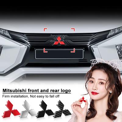 3D ABS Black Chrome Red Carbon Car Front Hood Emblem Rear Trunk Badge Sticker For Mitsubishi ASX Lancer 10 Pajero Outlander L200