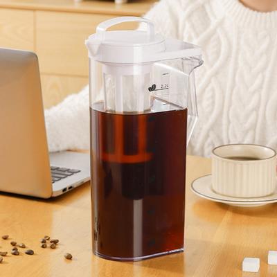 Grande brocca per acqua con bilancia 1,6 l/2,2 l brocca in plastica per frigorifero filtro staccabile bollitore per tè freddo limonata succo bevanda barattolo per bevande calde e fredde