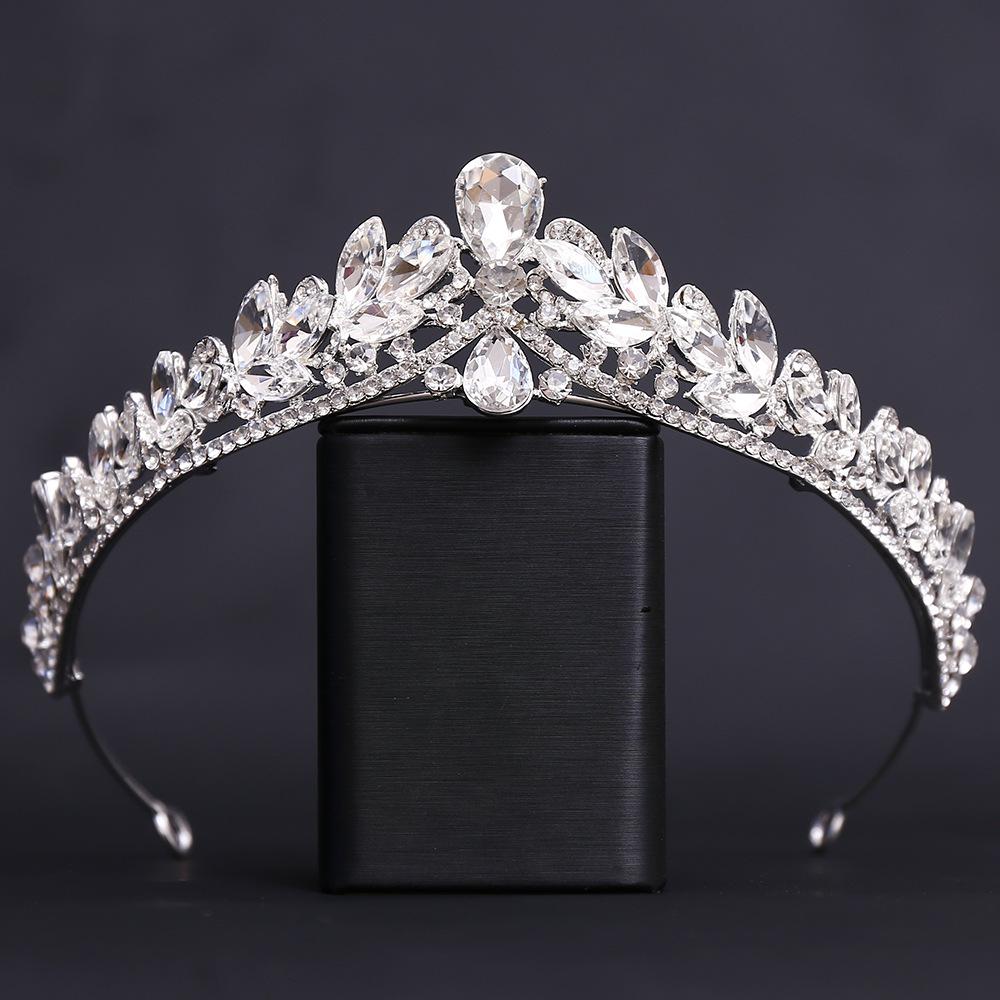 DIEZI 5 Farben Luxus Kristall Diadem Halskette Ohrringe Für Frauen Hochzeitsparty Elegant Braut Braut Strass Krone Accessoires