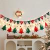 Felt Christmas Banner Elk Design Santa Design Xmas Pull Flag Hanging Ornament Red Green Felt Christmas Banner Wall Decor