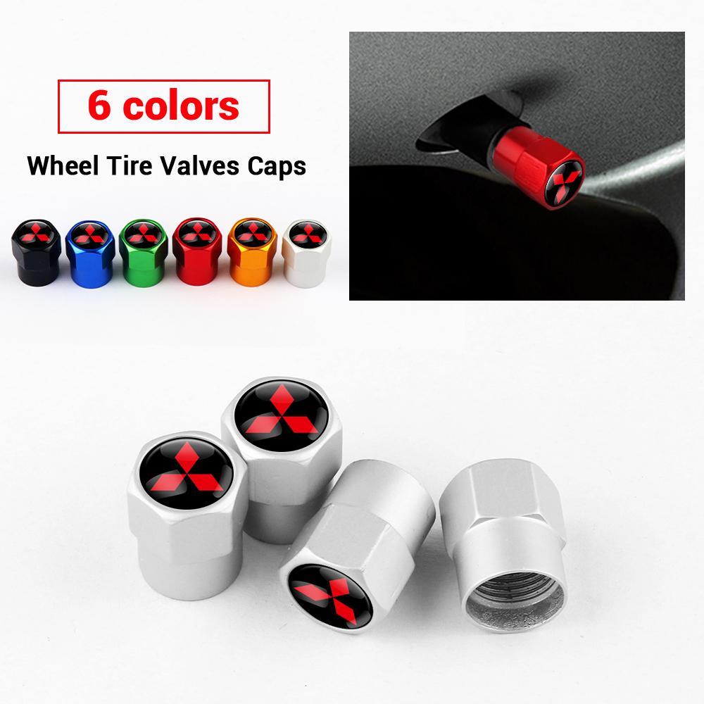 Car Emblem Wheel Tire Valve Caps Tyre Rim Stem Dustproof Covers For Mitsubishi Outlander Pajero Lancer Eclipse Cross Ralliart EX